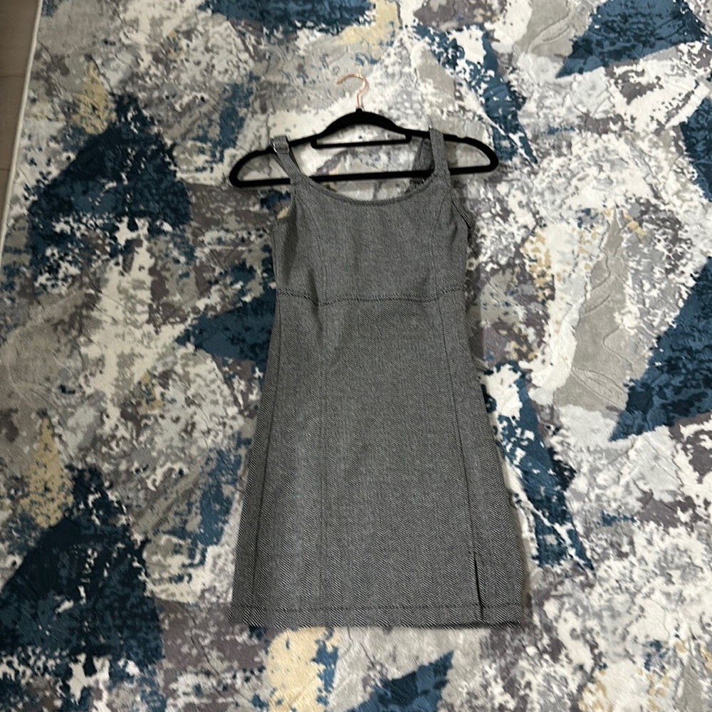 white and black striped short dress